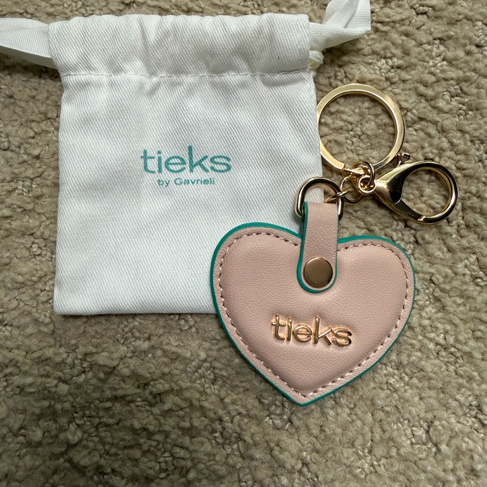 Tieks Pink Heart Keychain with Gold Details